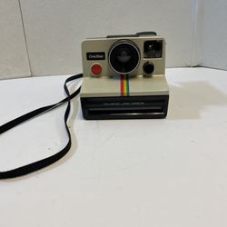 Vintage Polaroid SX-70 OneStep White Rainbow Stripe Instant Camera - TESTED