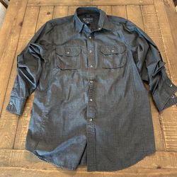 American Rag Men's Long Sleeve Button-Up Grey Size Medium