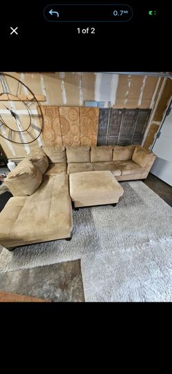 Camel Costco Home sectional with ottoman
