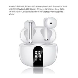 Brand new Wireless Earbuds, Bluetooth 5.4 Headphones HiFi Stereo, Ear Buds with 50H Playback, LED Display Wireless Earphones Clear Calls, IP7 Waterpro