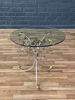 Italian Gilded Tole Floral Rose Side Table, c.1950’s
- Delivery Available
