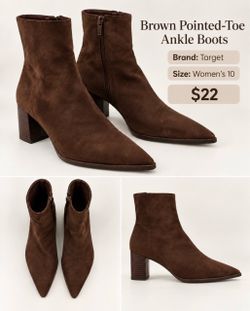 Target Brown Suede Pointed-Toe Ankle Boots Women's 10