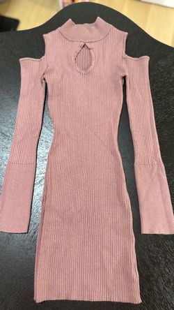 Pink ribbed women’s sweater dress