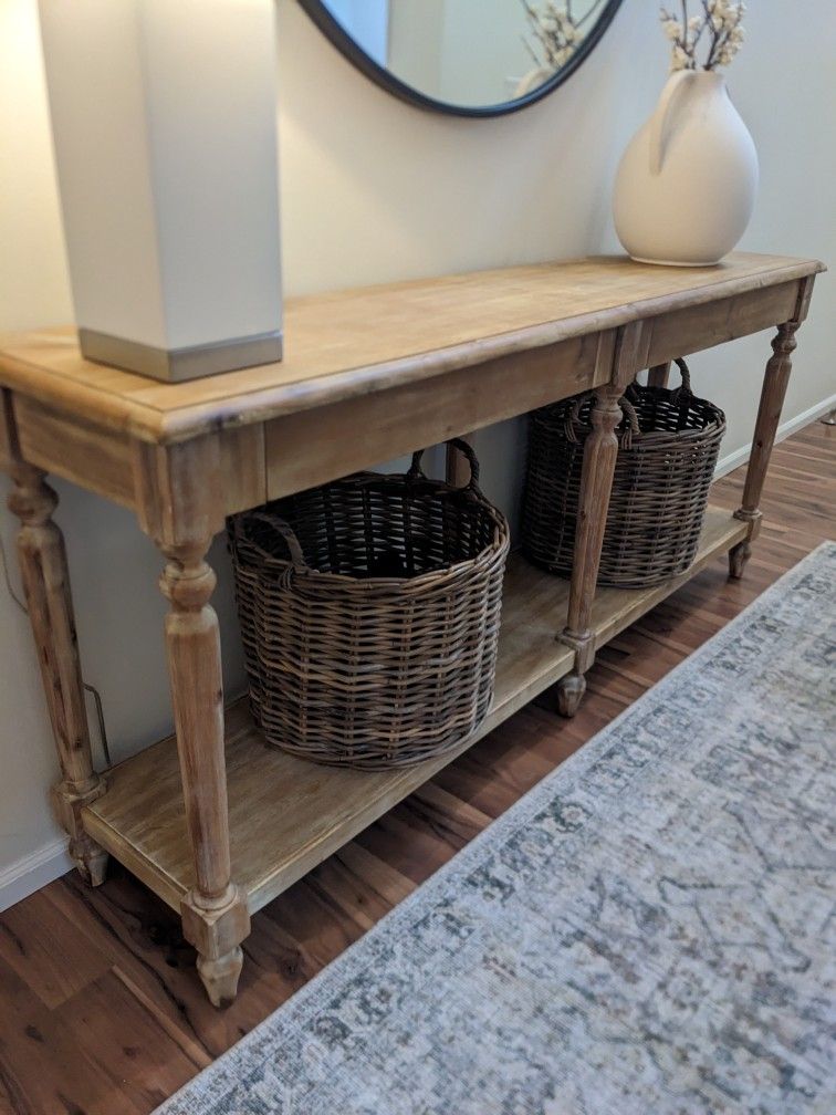 Everett Long Weathered Natural Wood Foyer Table