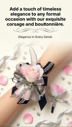 Wrist corsage/ prom wrist corsage black and silver