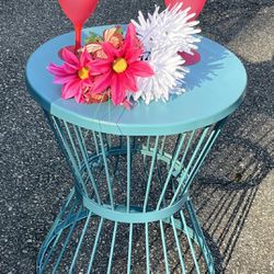 Charming Teal Metal Side / Accent Table