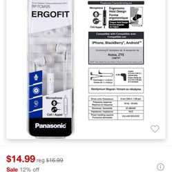 Panasonic ErgoFit Earbud Headphones w/ Microphone 