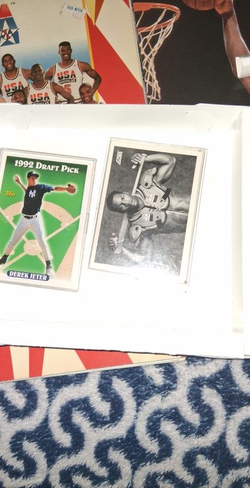 Derek Jeter Rookie Draft Pick Card And Bo Jackson