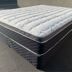 Queen Bamboo Orthopedic Pillow Top Mattress and Boxspring