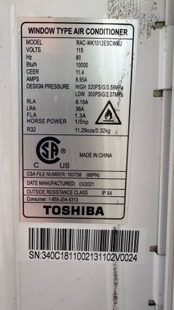 Toshiba Air Conditioner , 10,000 BTU