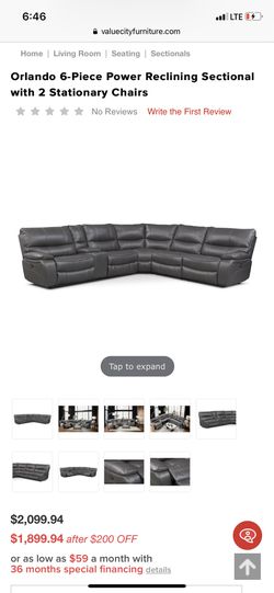 Grey leather sectional