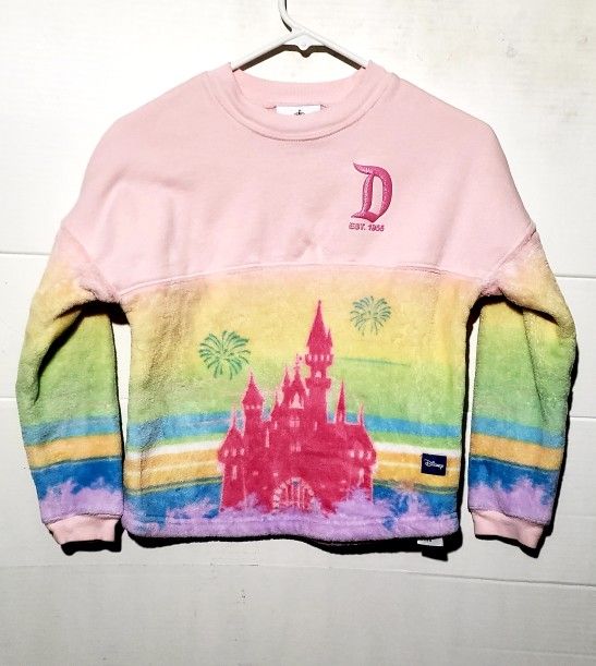 Disneyland fleece spirit yout jersey Pastel Pink Sleeping Beauty Castle youth size M-7/8yrs
