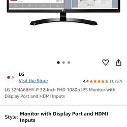 32” LG Computer Monitor 