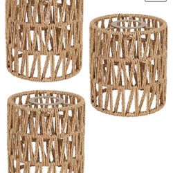 3 Pack Rattan Lamp Shade Small Boho Shades