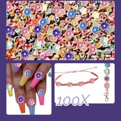 Small Assorted Flower Bead Charms 100X
