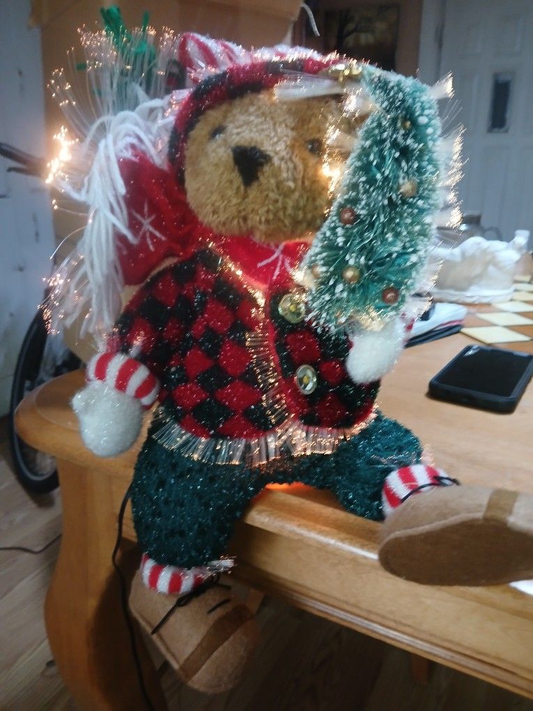 Vintage Fiber Optic Holiday Bear