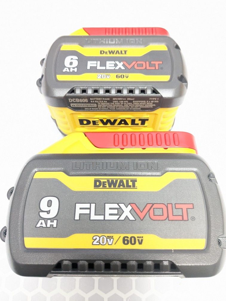 20-60V Max DeWalt 9AH + 6AH FLEXVOLT Battery 2 Pack