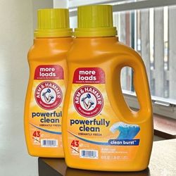 Two ARM & HAMMER Laundry Detergent Liquid Clean Burst, 43 Loads, 43 Fl Oz