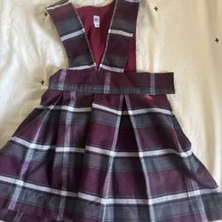 Burgundy Plaid Little Girl Uniform dress