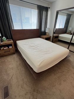 Wooden slated bed frame and headboard