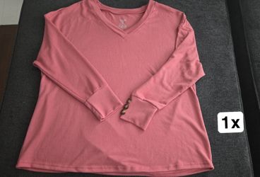 SHEIN Pink Long Sleeve V-Neck Top 1XL