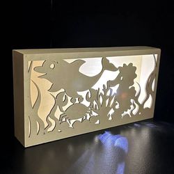 Wooden Laser Cut Shadow Box Lantern Lamp Ocean Motive Dolphin Seahorse Crab Beach Decor