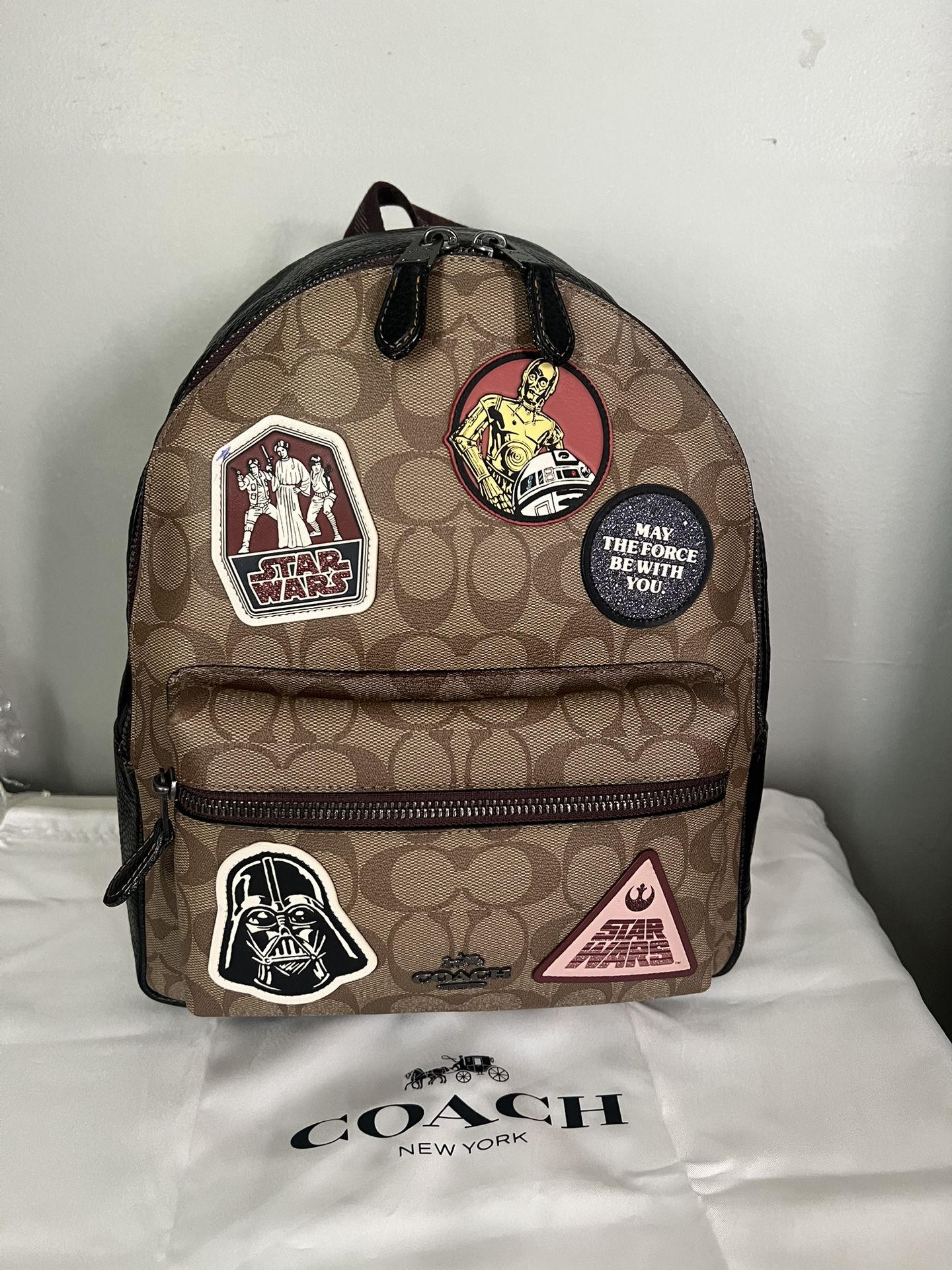Star Wars X Coach Medium Charlie Backpack In Signature Canvas With Patches