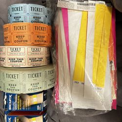 2-part Raffle Tix & 3/4” Tyvek Wristbands Asst Colors