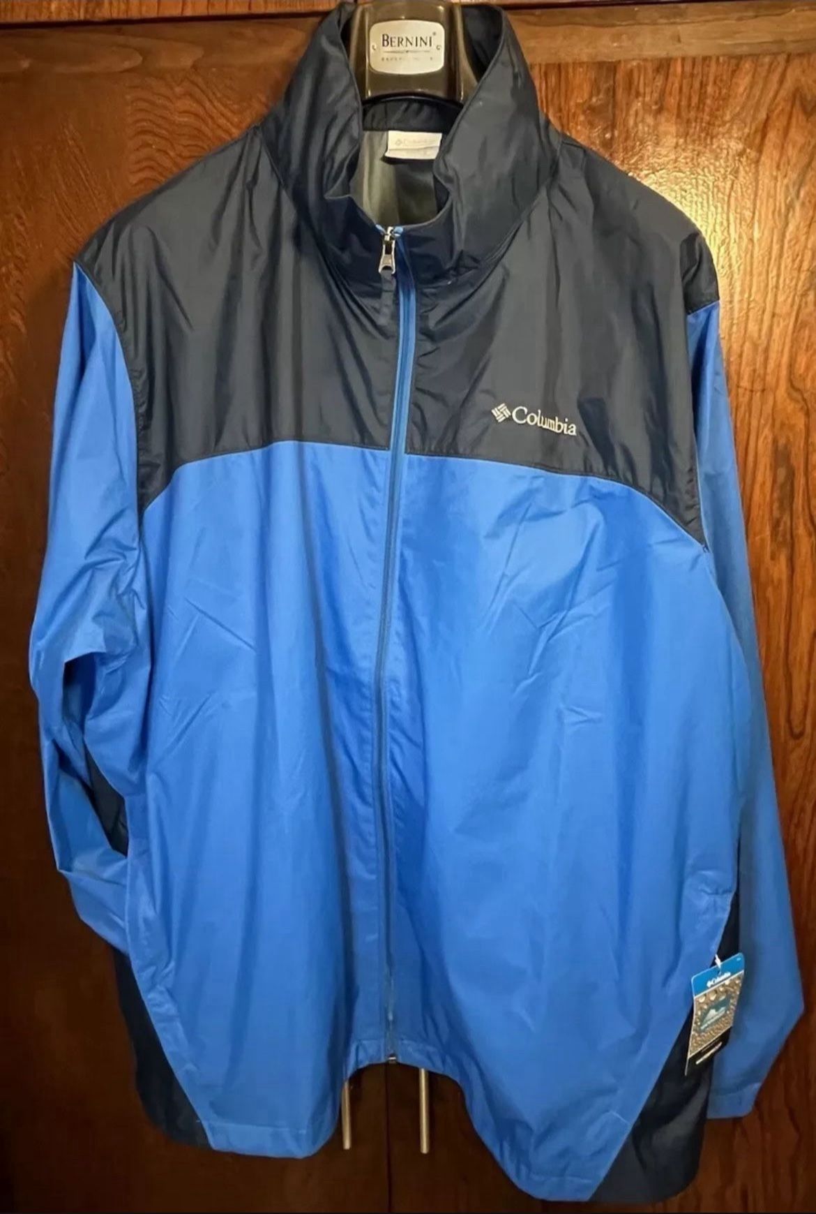 Columbia Glennaker Lake Rain Jacket Blue Waterproof Hooded Mens Size 2XL New
