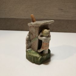 Early Ceramic Child in Outhouse "One Moment Please" Marked Japan 2 3/4"