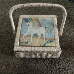 Vintage 80s Unicorn Sewing Box 