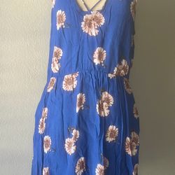 Women's Size L Blue Floral Sleeveless dress
