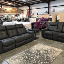 New Gray Reclining Sofa & Loveseat!