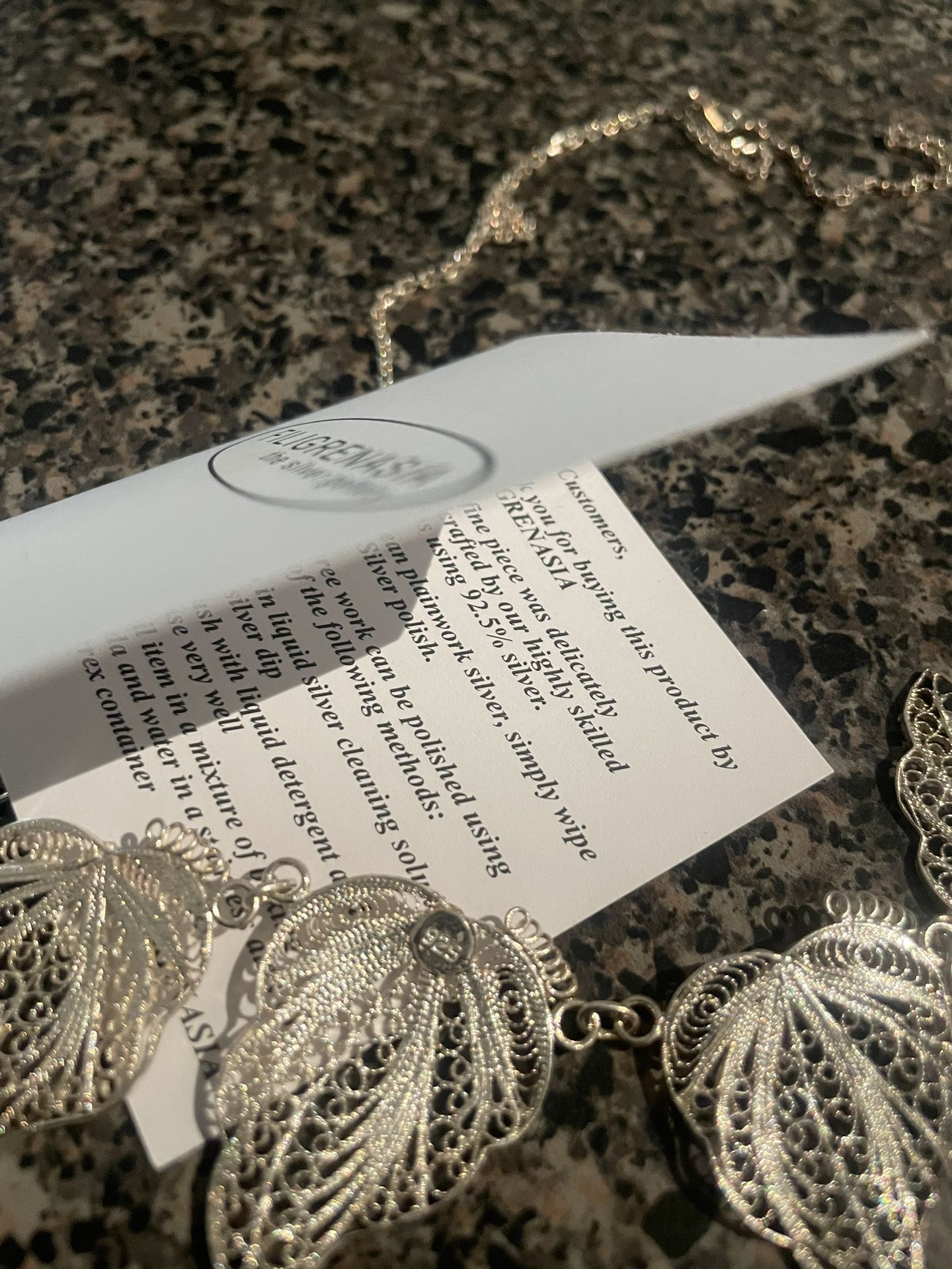 Necklace: Filigrenasia Sterling Silver Handcrafted Leaf Pendant Necklace