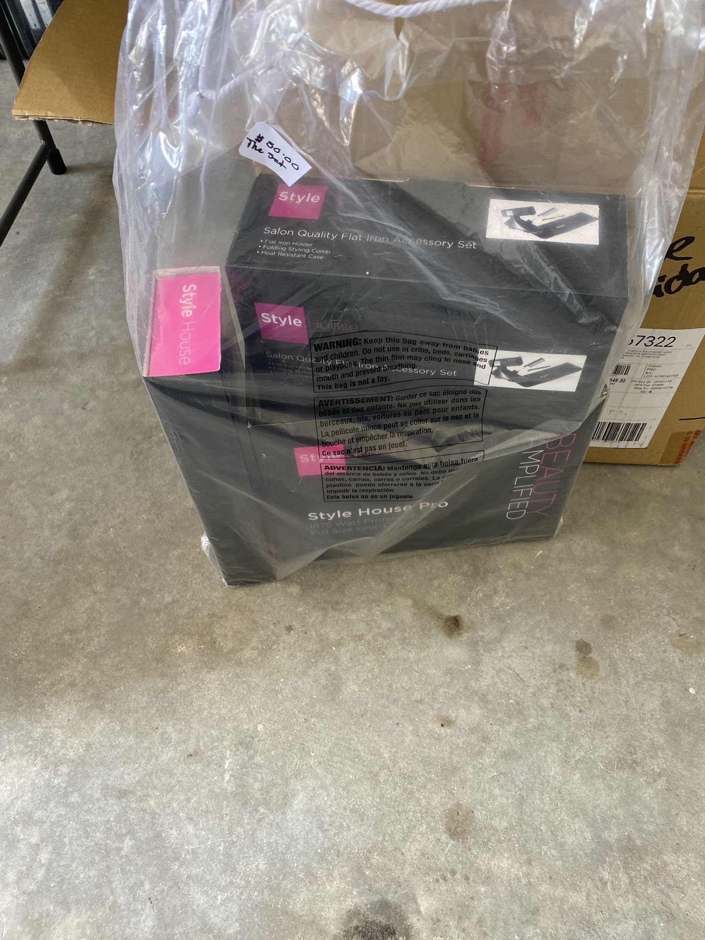 Set of flat iron with the blower