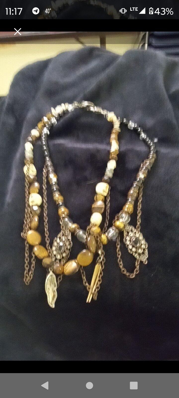 2 Strand Beaded Necklace W/Charms 