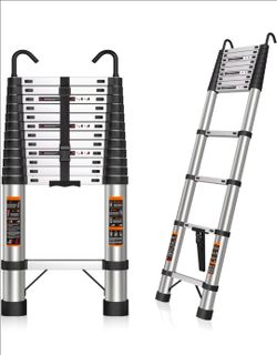 Telescoping Ladder - 16.5 Ft Extension Ladder With Hooks