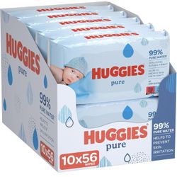 NEW Huggies Pure Baby Wipes 10 Packs- 560 Wipes