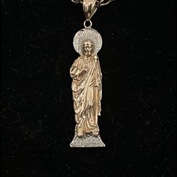 14k Gold Saint Pendant 