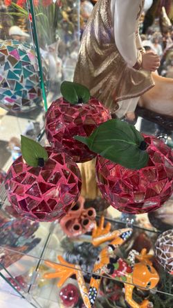 Mosaic Glass Apple Decorative Figurines Set of 3