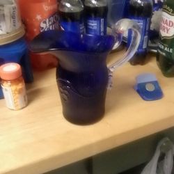 Vintage Blue Pitcher 35.00
