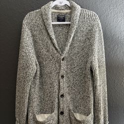 Abercrombie & Fitch Men’s Marled Knit Shawl Collar Cardigan – Size M (Gray/White/Black)