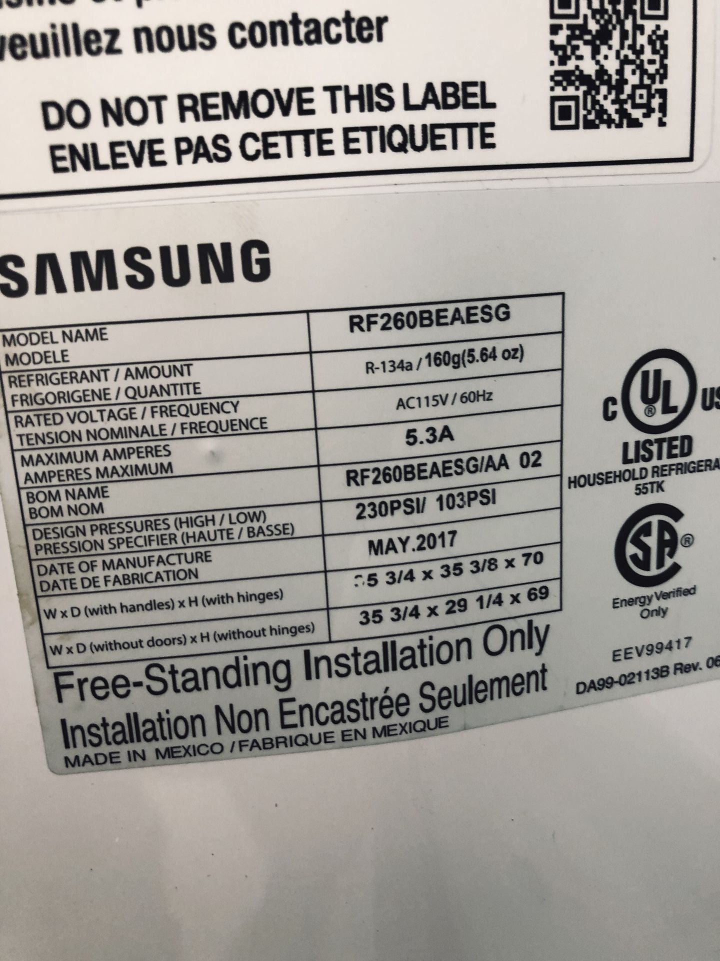 HUGE BLOW OUT SALE!! SAMSUNG BLACK STAINLESS STEEL REFRIGERATOR