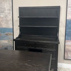 Dining Room Pub Style Set With 4 Stools & Bench, With Beautiful Matching Buffett, Dark Brown 