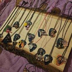 Unique Handmade Guitar Pick Charm Necklaces