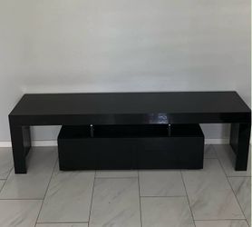 Black TV Stand with Storage Cabinet