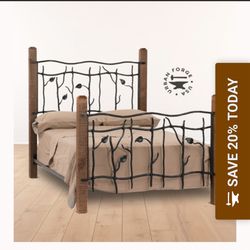 Wood And Iron King size Wood Forged Bed 