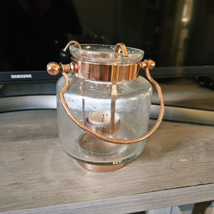 Rose Gold And Glass Candle Holder
