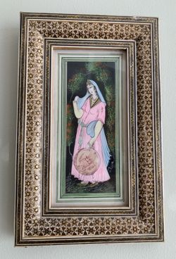Persian Khatam Inlaid Frame With Miniature Painting