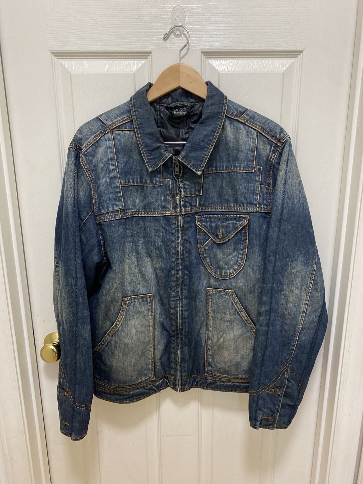 Rocawear Blue Jean Denim Jacket Size 44 Stick To The Script Full Zip 2012